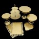 7Pcs White/Gold Amalfi Glass Top Cake Stand Round Metal Wedding Cupcake Tower Decorations