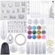 98Pcs/Set Pendant Trays Set DIY Jewelry Bezel Making Crystal Bracelet Pendant Silicone Resin Mould Jewelry Casting Molds Kit Vintage Base