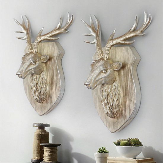 Animal Deer Head Antelope Hanging Stereo Creative Living Room Mural Wall Background Decorations Resin Craft