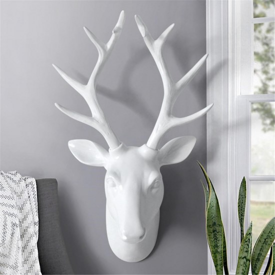 Animal Deer Head Antelope Hanging Stereo Creative Living Room Mural Wall Background Decorations Resin Craft