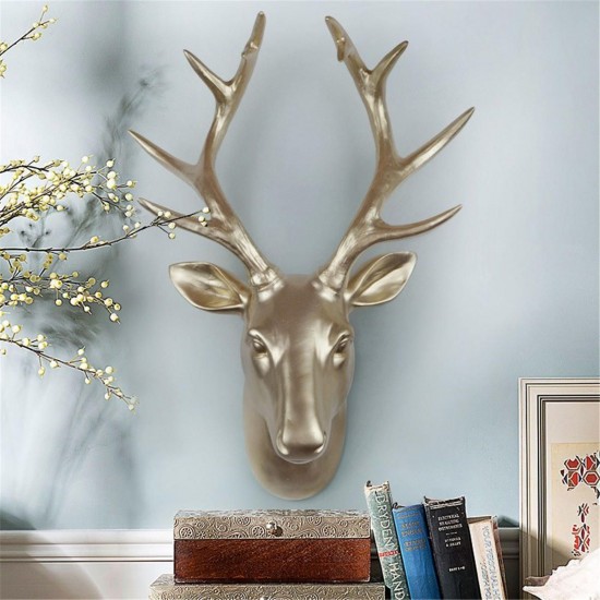 Animal Deer Head Antelope Hanging Stereo Creative Living Room Mural Wall Background Decorations Resin Craft