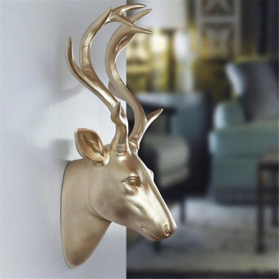 Animal Deer Head Antelope Hanging Stereo Creative Living Room Mural Wall Background Decorations Resin Craft