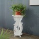 Antique Side Table Beside Small White Round Tea Coffee Lamp Flower Pot Stand