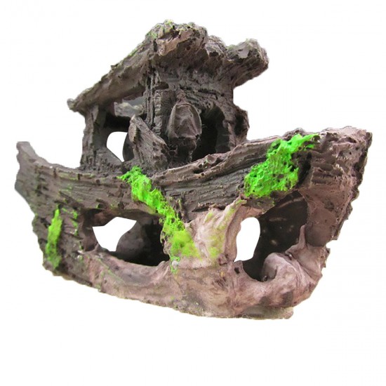 Aquarium Fish Tank Ornament Ship Rockery Hiding Cave Landscape Underwater Decorations