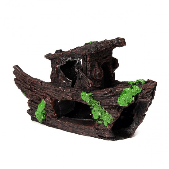 Aquarium Fish Tank Ornament Ship Rockery Hiding Cave Landscape Underwater Decorations