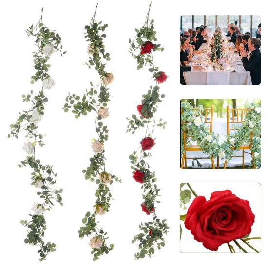 Artificial Eucalyptus Garland Hanging Rattan Wedding Greenery Home Decorations