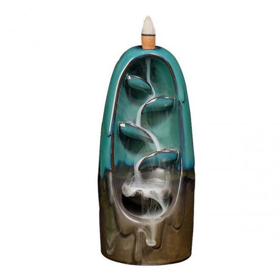 Backflow Incense Burner Ceramic Retro Waterfall Censer Cone Holder Home Decor