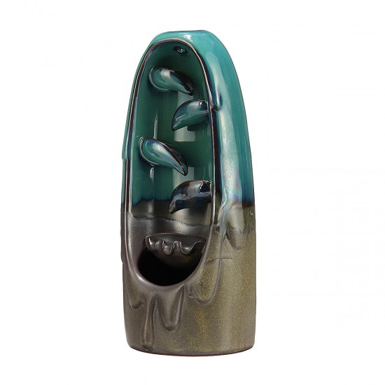 Backflow Incense Burner Ceramic Retro Waterfall Censer Cone Holder Home Decor