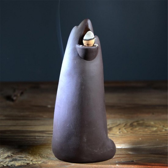 Backflow Incense Burner Mountain Ceramic Home Office Teahouse Yoga Room Decor With 10 Cones