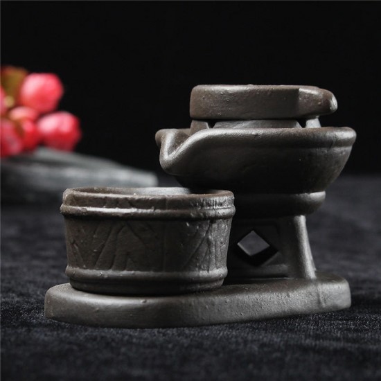 Backflow Incense Cone Burner Holder Ceramic Stone Mill Fragrant Smoke Backflow Censer Decor