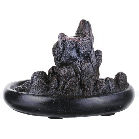 Backflow Incense Cone Burner Incense Stick Coil Holder Rockery Mountain Stream Fragrant Censer Decor