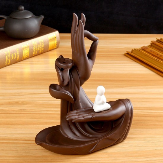 Backflow Incense Cones Tower Incense Stick Holder Incense Censer Monk Burner with 60Pcs Cones