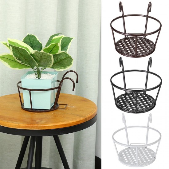 Balcony Hanging Flower Stand Outdoor Plant Iron Rack Stands Metal Flowers Shelf