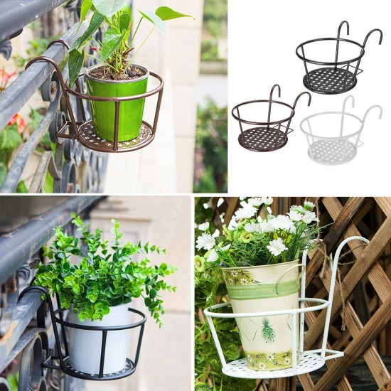 Balcony Hanging Flower Stand Outdoor Plant Iron Rack Stands Metal Flowers Shelf