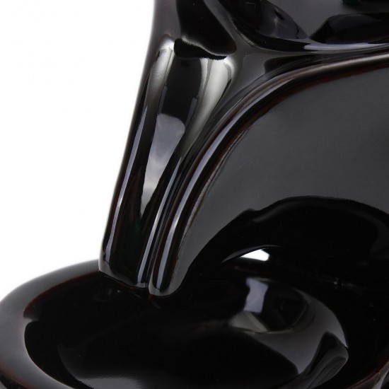 Black Ceramic Teapot Incense Burner Backflow Censer Holder Buddhist Blessing + 10 Cones