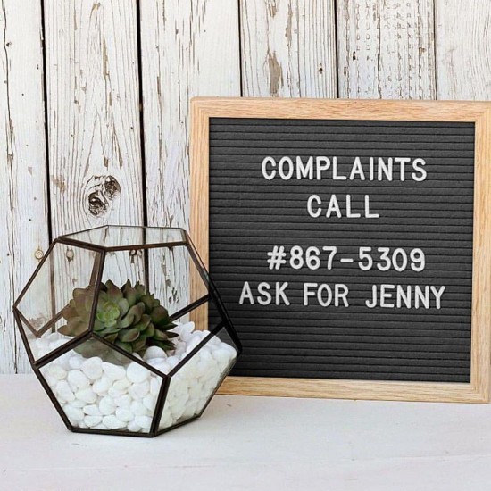 Black Felt Letter Message Board Home Restaurant Changeable Message Oak Stand w/ 340 White Letters