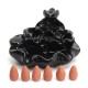 Black Porcelain Tower Backflow Incense Burner Ceramic Buddhist Cone Holder w/ 6Pcs Incense Cones