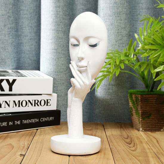 Black/White Resin Modern Women Face Thinker Statue Abstract Sculptures Characters Crafts Handmade Carving Ornament Decorations