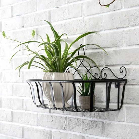 Black/White/Bronze S/M/L Iron Flower Pot Stand Small Pot Wall Holder