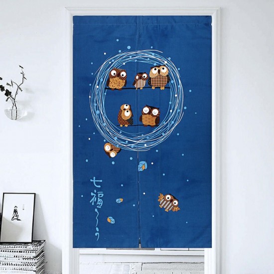 Blue Doorway Curtains Hanging Screen Owl Branch Kitchen Door Window Decorations