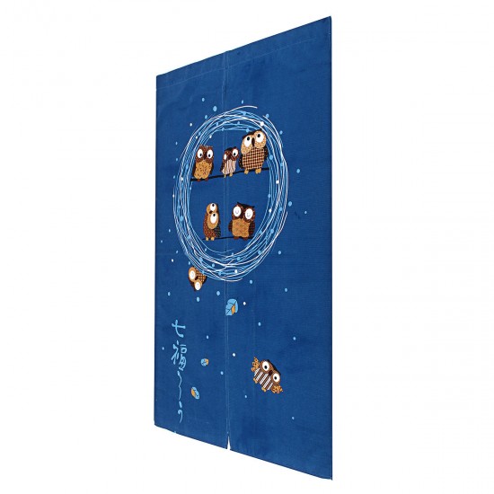 Blue Doorway Curtains Hanging Screen Owl Branch Kitchen Door Window Decorations