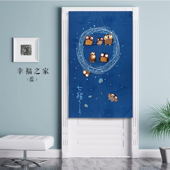 Blue Doorway Curtains Hanging Screen Owl Branch Kitchen Door Window Decorations