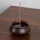 Brass Three-legged Oblate Shape Incense Burner with Incense Holder Home Teahouse Office Decoration