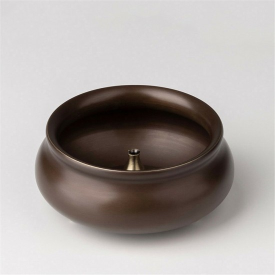 Brass Three-legged Oblate Shape Incense Burner with Incense Holder Home Teahouse Office Decoration