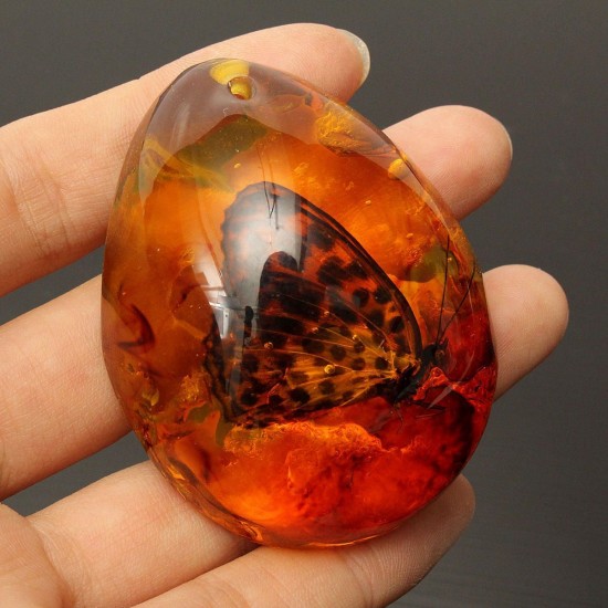 Butterfly Amber Resin Amber Butterfly Insect Stone Pendant Necklace Gift Decorations