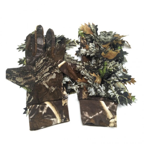 Camo Ghillie Shooting Gloves Camouflage Hide Anti Slip Stalking Airsoft Tactical Gloves