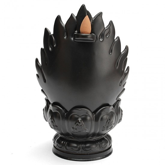 Ceramic Backflow Incense Cone Burner Godness Guanyin Buddha Buddhist Censer Holder Fragrant Furnace