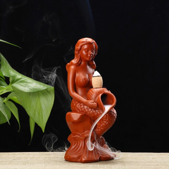 Ceramic Incense Burner Handmade Backflow Incense Stick Cone Holder Gift Decorations