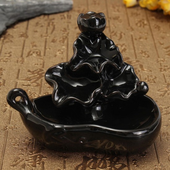 Ceramic Incense Cone Burner Smoke Backflow Tower Holder Home Censer Decor