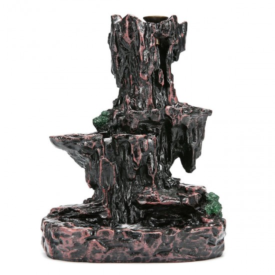 Ceramic Mountain Waterfall Smoke Backflow Incense Burner Cones Holder + 7 Cones