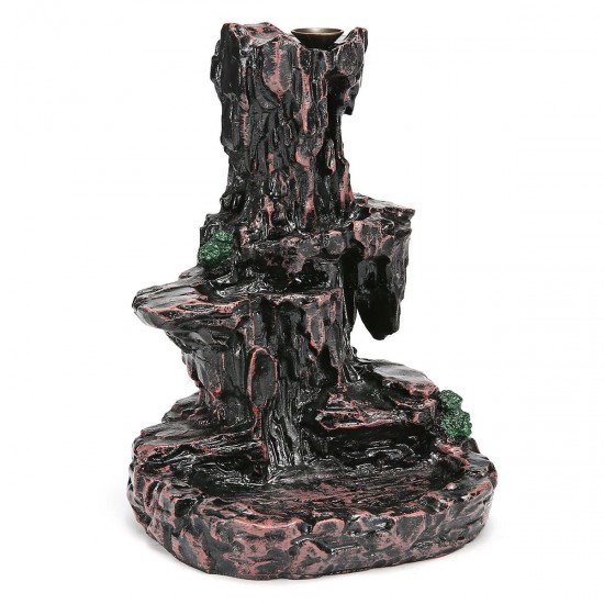 Ceramic Mountain Waterfall Smoke Backflow Incense Burner Cones Holder + 7 Cones