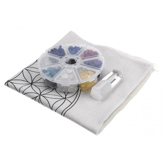 Chakra Crystal Stone Grid Cloth Cotton Metaphysical Healing Reiki Decoration Set Gift