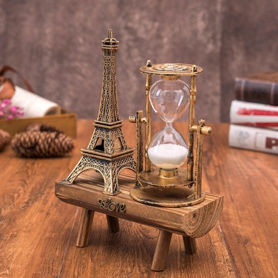 Creative Retro Tower Wooden Hourglass Decorations Ornaments Paris Sandglass Eiffel Tower