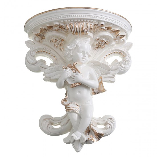 Cupid Angel Plaster Corbel Shelf Rococo Style Wall Art Hanging Flower Pot