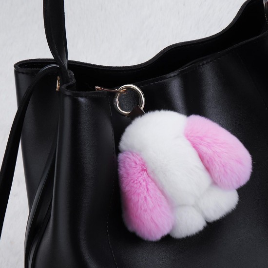 Cute Rabbit Key Chain Soft Bunny Fluffy Doll Bag Pendant Car Keyring