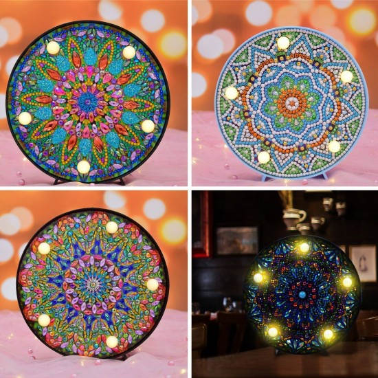 DIY Mandala LED Diamond Painting Light Lamp Embroidery Drill Art Craft Decor