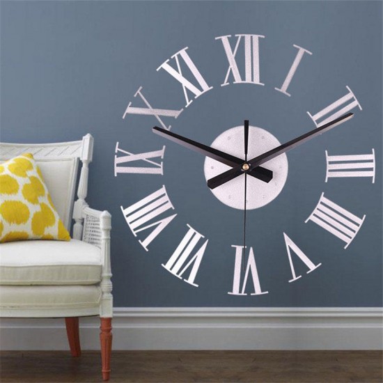 DIY Modern Wall Clock Silent Decorative Retro Industrial Living Room Hanging