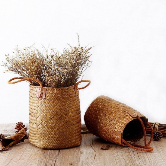 Decorative Woven Flower Basket Dried Flowers Flower Arrangement Basket Retro Woven Straw Storage Flower Basket