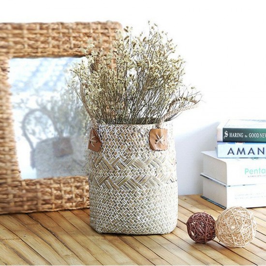 Decorative Woven Flower Basket Dried Flowers Flower Arrangement Basket Retro Woven Straw Storage Flower Basket