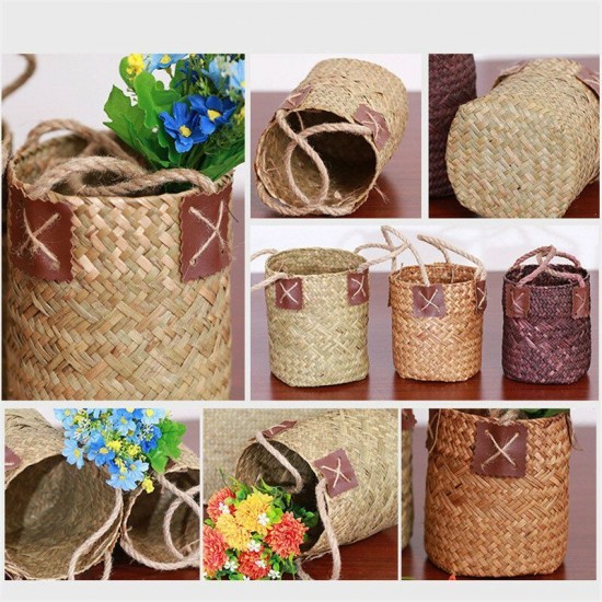 Decorative Woven Flower Basket Dried Flowers Flower Arrangement Basket Retro Woven Straw Storage Flower Basket