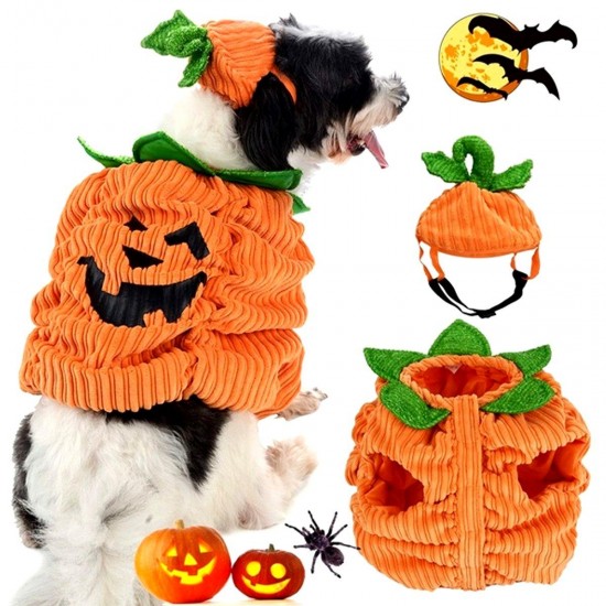 Dog Halloween Costume Dog Collar Pumpkin Design Creative Funny Pet Clothes Decorations