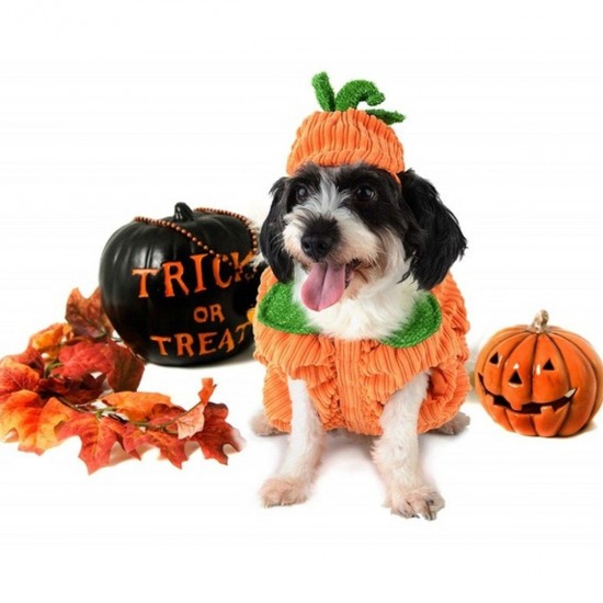 Dog Halloween Costume Dog Collar Pumpkin Design Creative Funny Pet Clothes Decorations