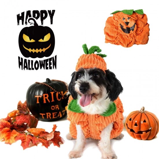 Dog Halloween Costume Dog Collar Pumpkin Design Creative Funny Pet Clothes Decorations