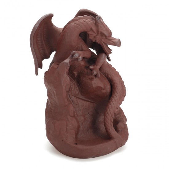 Dragon Ceramic Waterfall Backflow Cone Incense Burner Smoke Censer Holder Decor