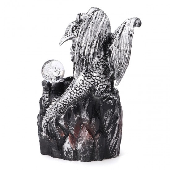 Dragon LED Incense Burner Smoke Waterfall Backflow Censer Cone Holder w/ 10 Cones