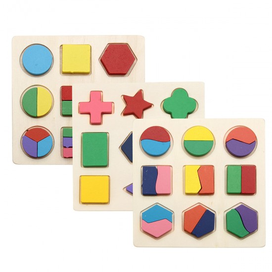 Early Education Children Jigsaw Puzzle Toy Wooden Geometric Board Cognitive Matching Board